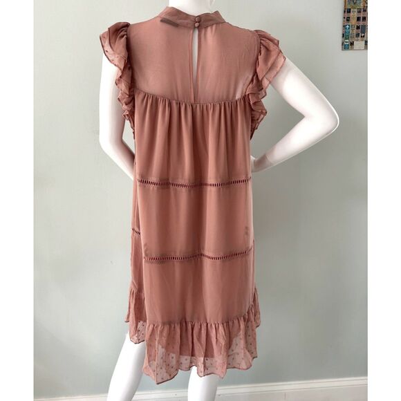 Who What Wear Dusty Rose Pink Chiffon Tier Dress size M Romantic Coquette Style - Picture 2 of 7
